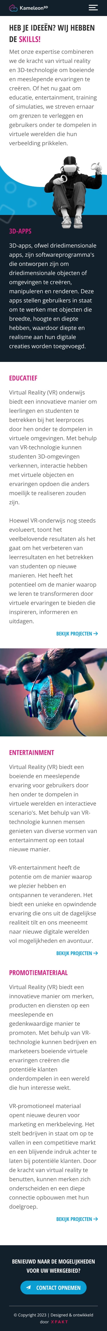 Dezelfde expertisepagina op telefoonformaat, waarin de blokken onder elkaar komen te staan