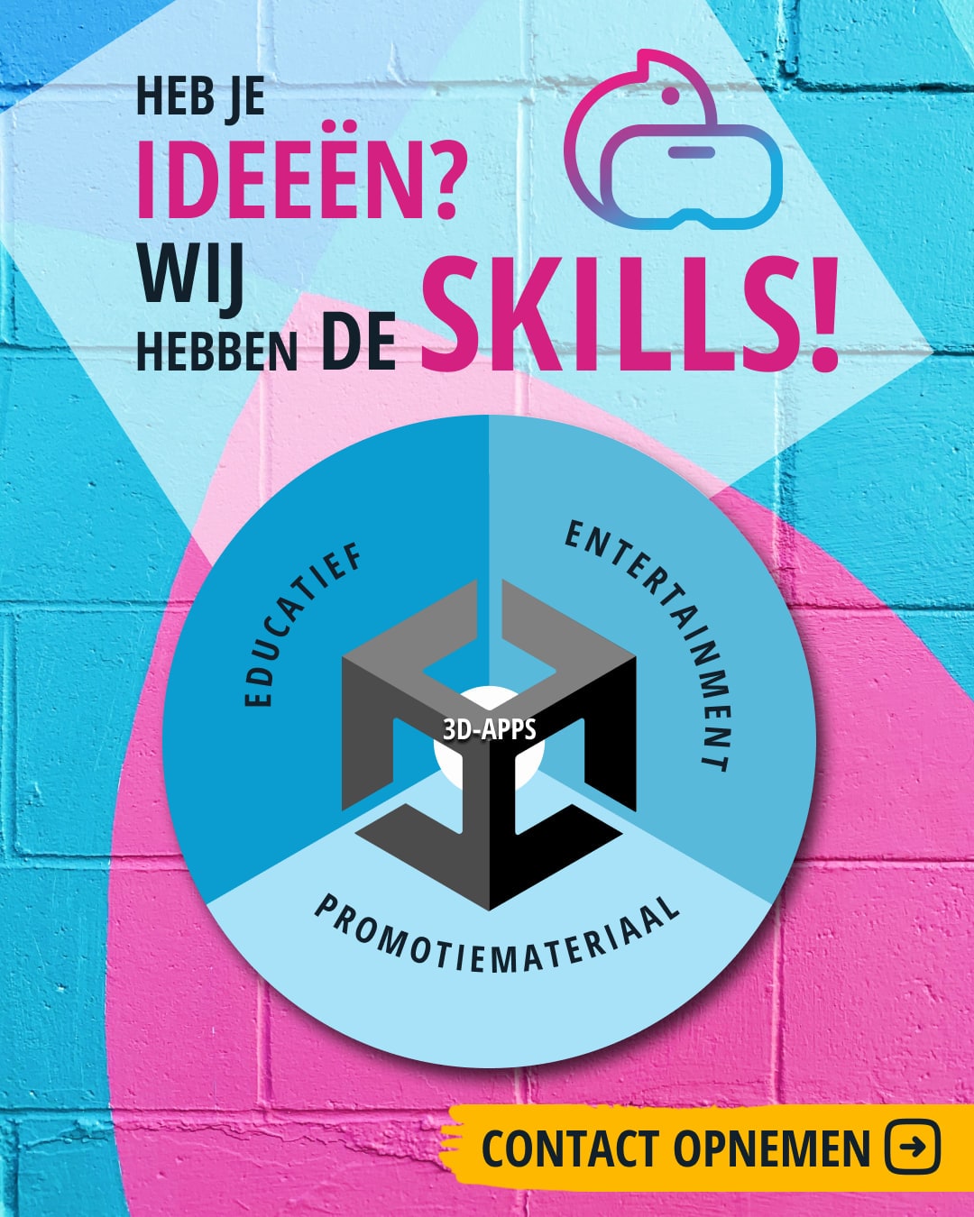 De expertises in een cirkel, met een oproep tot contact