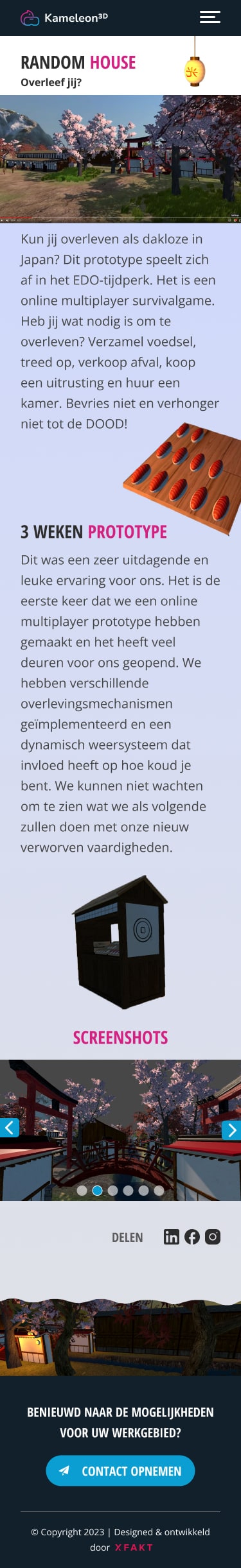 Dezelfde projectdetailpagina op telefoonformaat