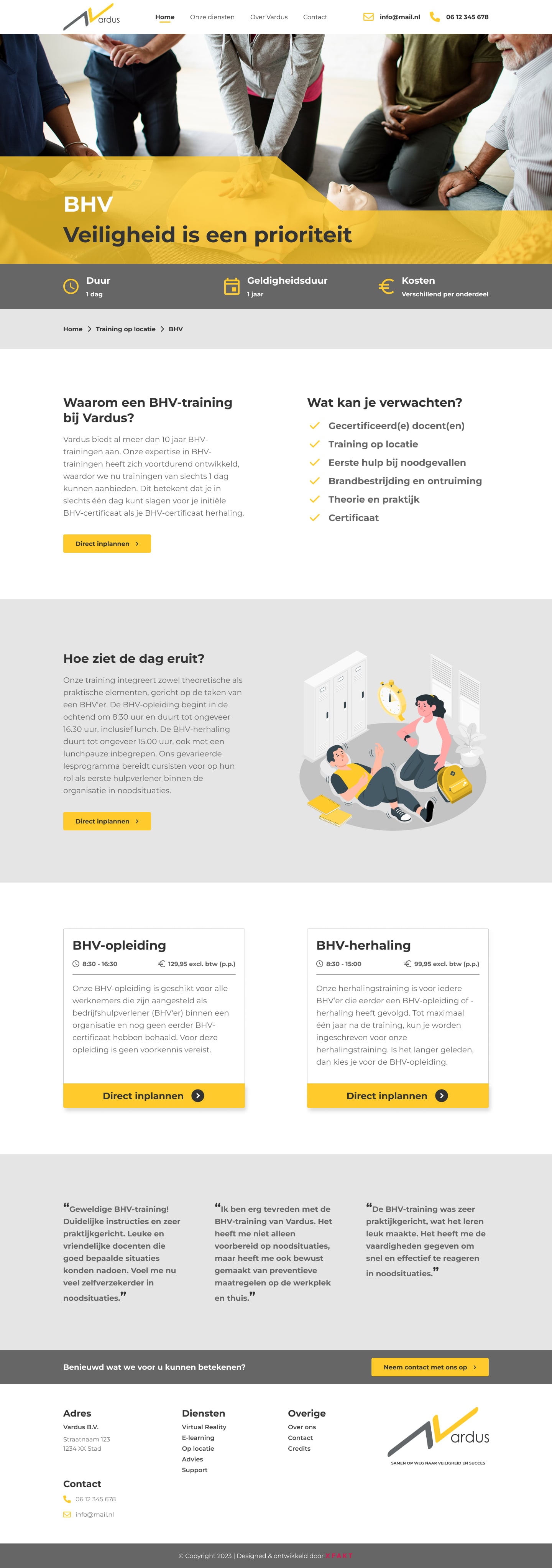 Detailpagina van een training, opgebouwd als herhaalbaar sjabloon